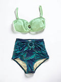 Thea Mint Green and Blue Green Leaves