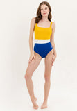 Harlow Mustard and Royal Blue