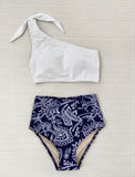 Olivia White and Navy Paisley