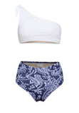 Olivia White and Navy Paisley