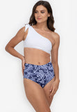 Olivia White and Navy Paisley
