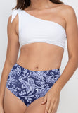 Olivia White and Navy Paisley